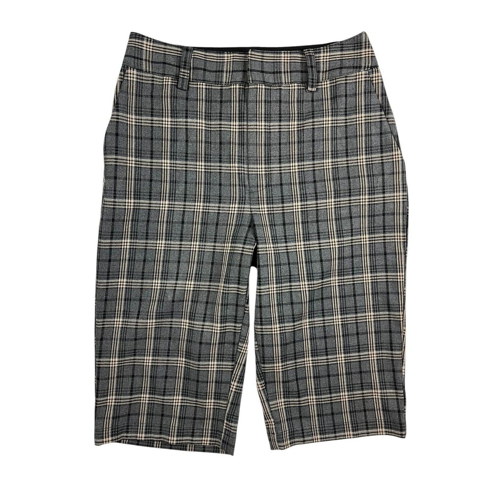 Express + Negin Mirsalehi Collab High Waisted Plaid Bermuda Shorts Size 2 NWOT